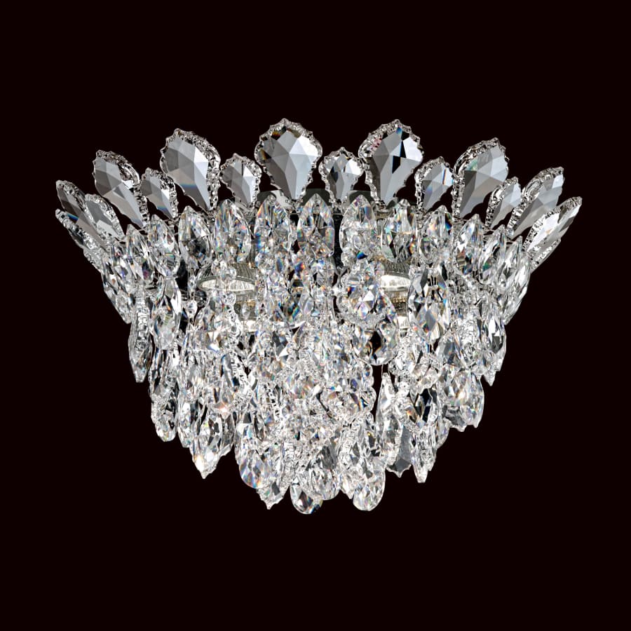 Schonbek Trilliane Strands 4 Light 10-1/2" Tall Flush Mount Ceiling Fixture with Heritage Crystals