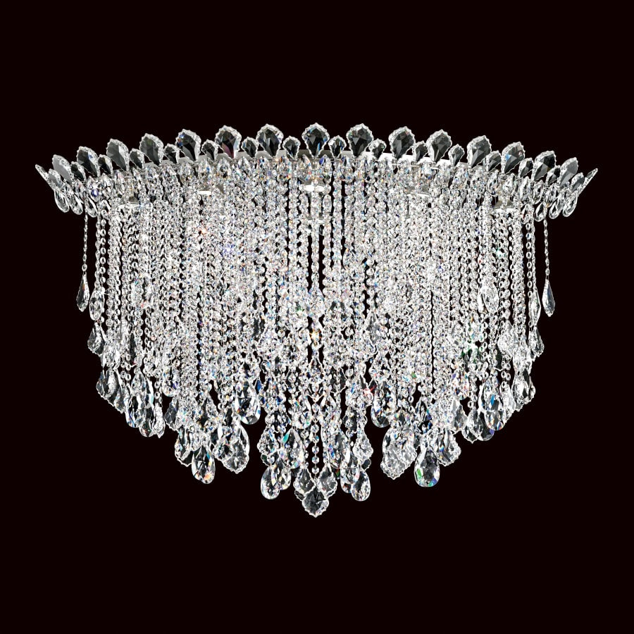 Schonbek Trilliane Strands 8 Light 28-1/2" Tall Flush Mount Ceiling Fixture with Heritage Crystals