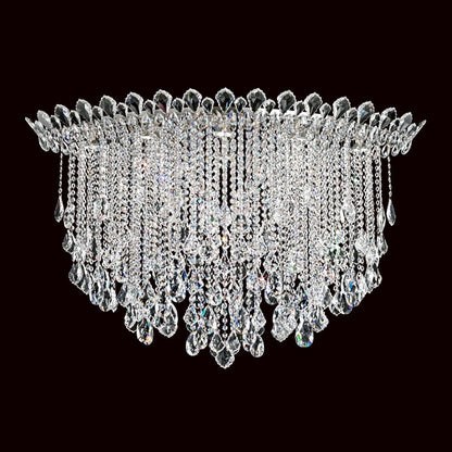 Schonbek Trilliane Strands 8 Light 28-1/2" Tall Flush Mount Ceiling Fixture with Heritage Crystals