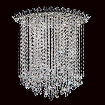 Schonbek Trilliane Strands 8 Light 48-1/2" Tall Flush Mount Ceiling Fixture with Heritage Crystals