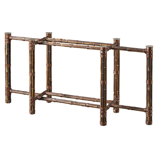 Console Table with Six Legs in Black Bamboo