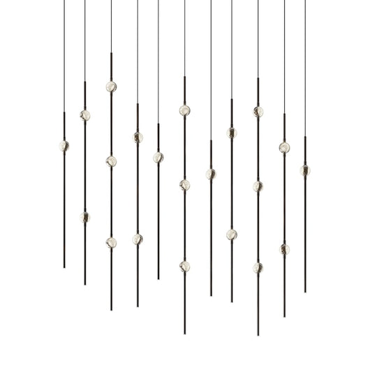 Sonneman Constellation 36" Wide LED Linear Pendant with Clear Faceted Acrylic Shades and 240" Cable - 2200K