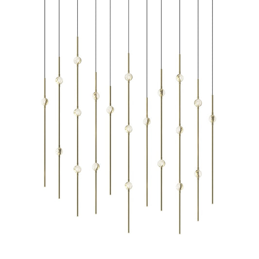 Sonneman Constellation 36" Wide LED Linear Pendant with Clear Faceted Acrylic Shades and 240" Cable - 3000K