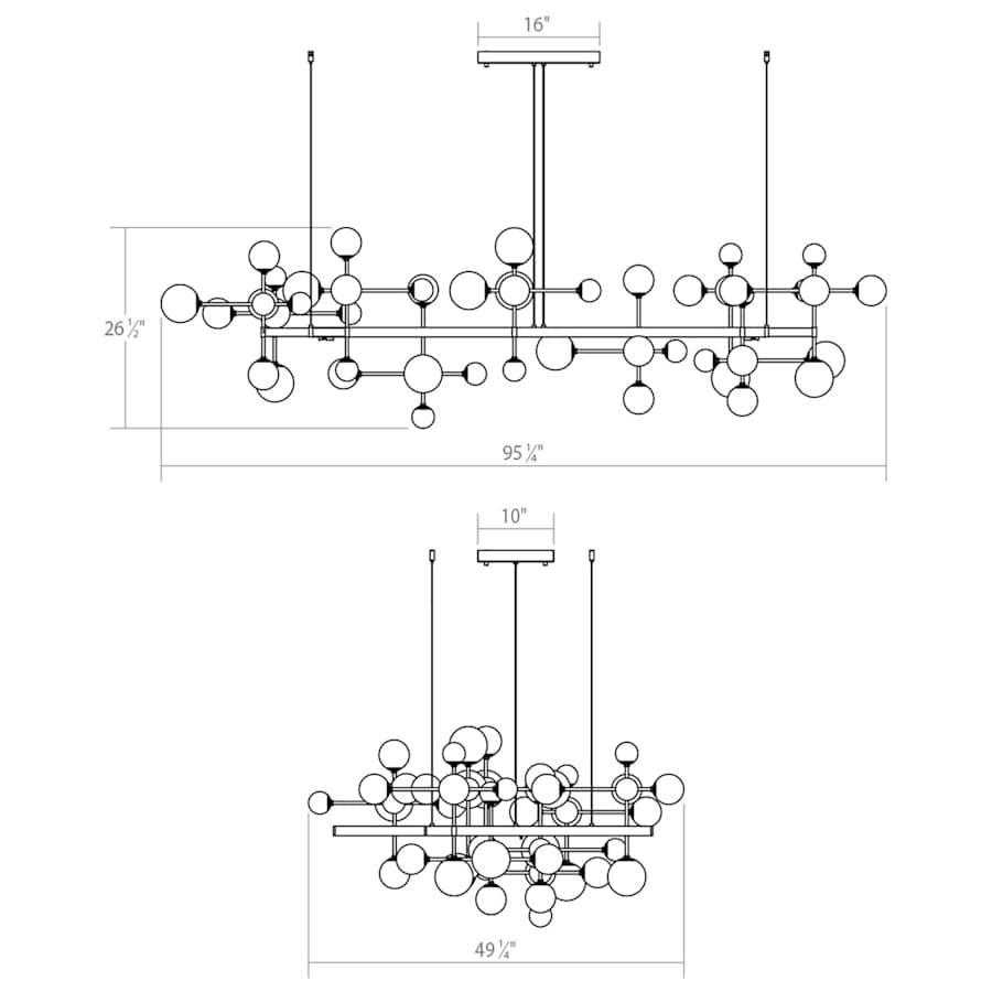 Sonneman Nebula 19 Light 96" Wide LED Abstract Chandelier