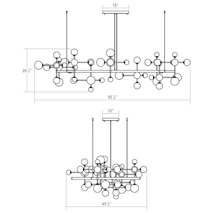 Sonneman Nebula 19 Light 96" Wide LED Abstract Chandelier