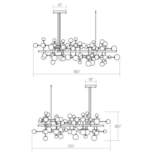 Sonneman Nebula 31 Light 80" Wide LED Abstract Chandelier