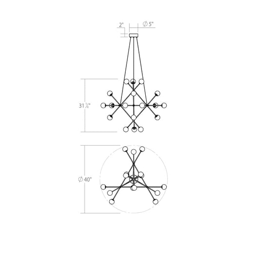 Sonneman Proton 18 Light 40" Wide LED Chandelier
