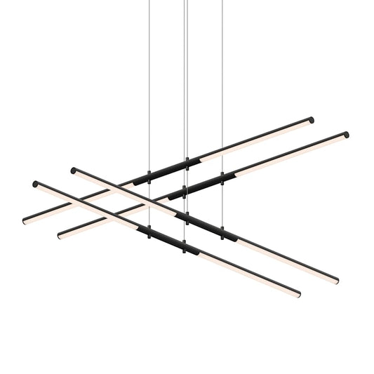 Sonneman Tik-Tak 47-1/2" Wide LED Two Tier Linear Chandelier with Optical Acrylic Shades