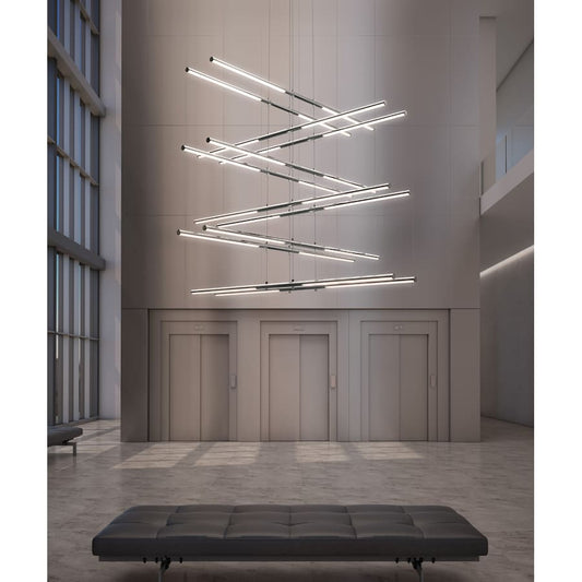 Sonneman Tik-Tak 47-1/2" Wide LED Two Tier Linear Chandelier with Optical Acrylic Shades