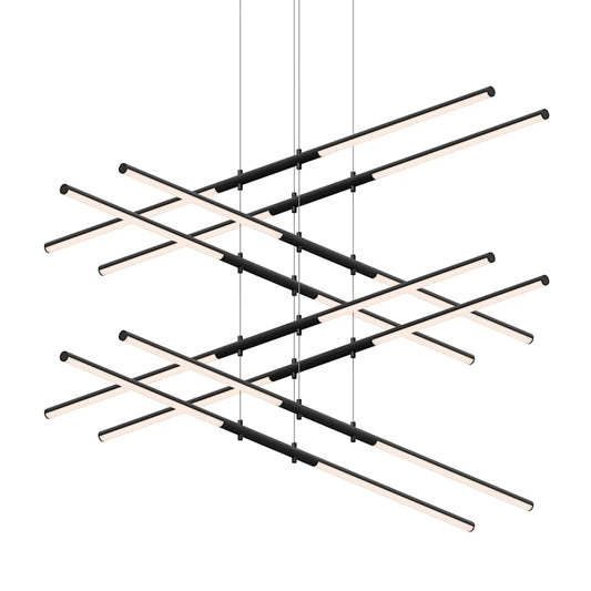 Sonneman Tik-Tak 47-1/2" Wide LED Four Tier Linear Chandelier with Optical Acrylic Shades