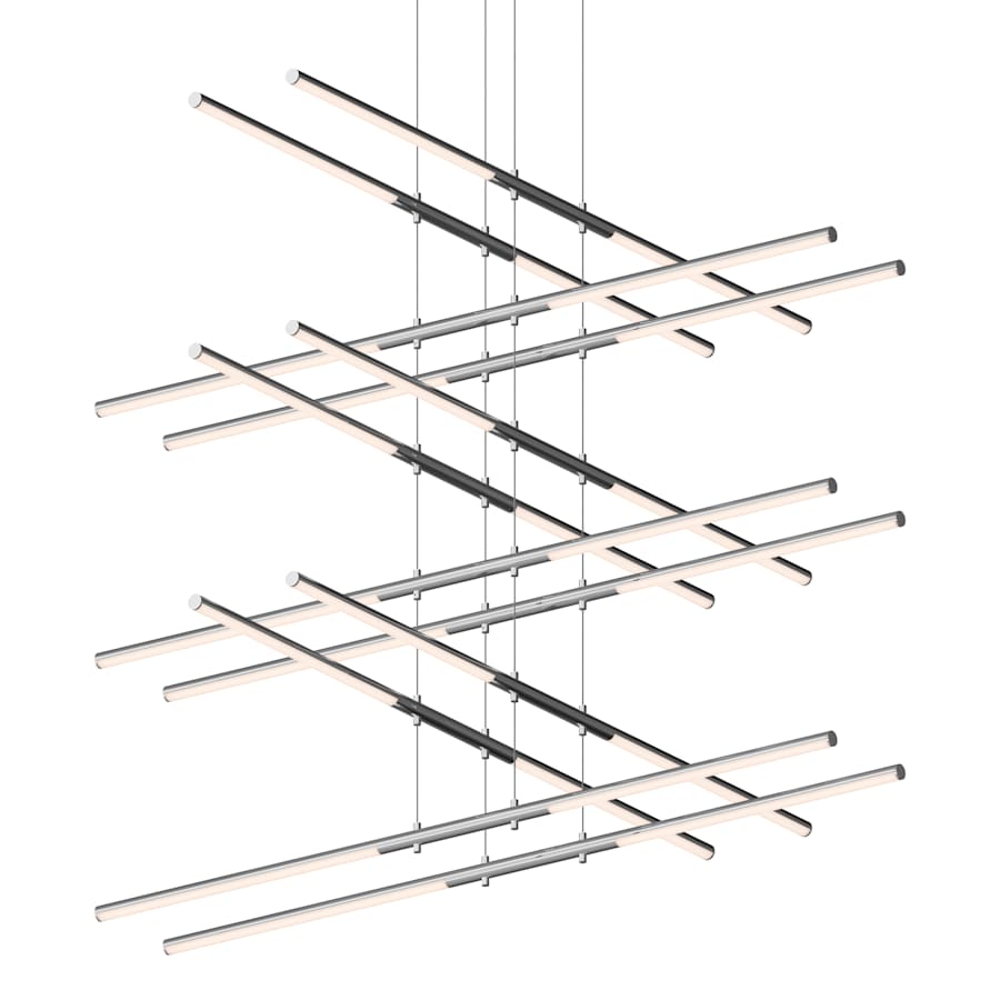 Sonneman Tik-Tak 47-1/2" Wide LED Six Tier Linear Chandelier with Optical Acrylic Shades