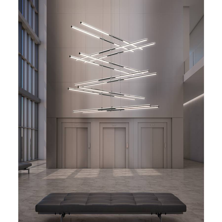 Sonneman Tik-Tak 47-1/2" Wide LED Six Tier Linear Chandelier with Optical Acrylic Shades