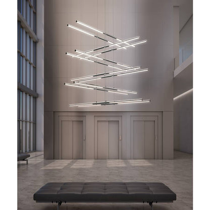 Sonneman Tik-Tak 47-1/2" Wide LED Six Tier Linear Chandelier with Optical Acrylic Shades