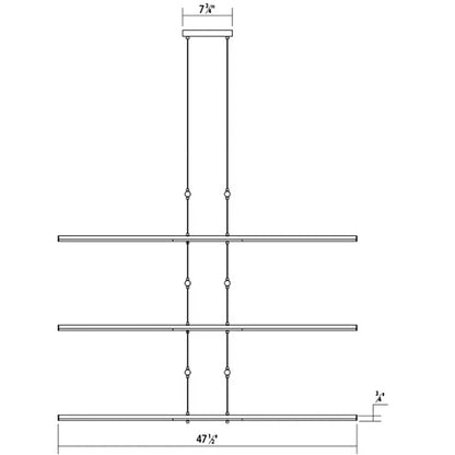 Sonneman Tik-Tak 47-1/2" Wide LED Six Tier Linear Chandelier with Optical Acrylic Shades