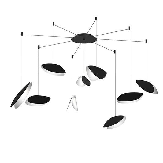 Sonneman Papillons 9 Light 58" Wide LED Suspension Multi Light Pendant with Black Shades