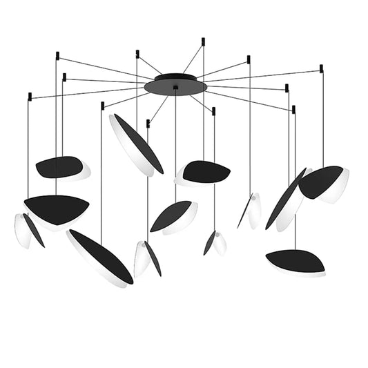 Sonneman Papillons 13 Light 58" Wide LED Suspension Multi Light Pendant with Black Shades