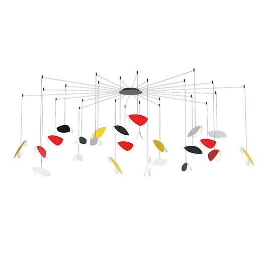 Sonneman Papillons 24 Light 58" Wide LED Suspension Multi Light Pendant with Black, Red, and Yellow Shades