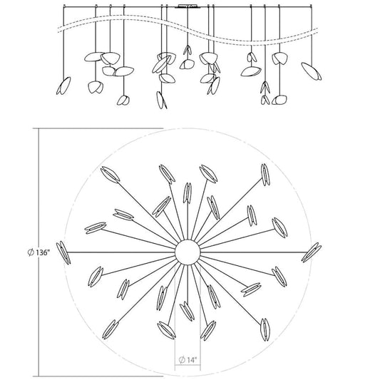Sonneman Papillons 24 Light 58" Wide LED Suspension Multi Light Pendant with Black, Red, and Yellow Shades