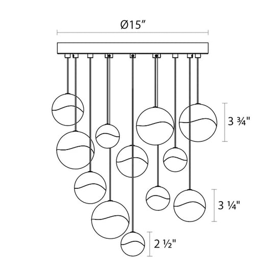 Sonneman Grapes 12 Light 17" Wide LED Suspension Multi Light Pendant