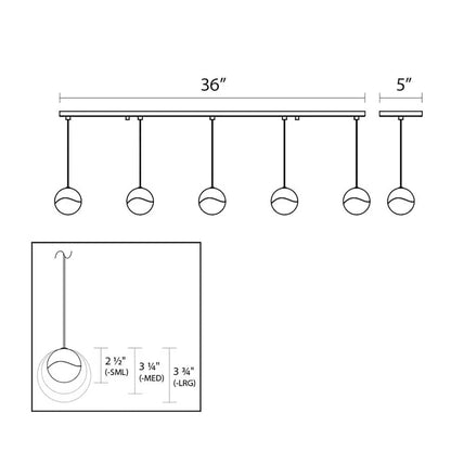 Sonneman Grapes 5 Light 38" Wide LED Suspension Linear Pendant