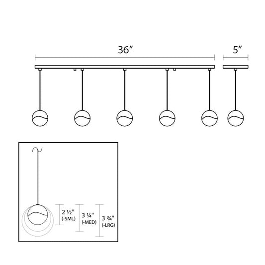 Sonneman Grapes 5 Light 37" Wide LED Suspension Linear Pendant
