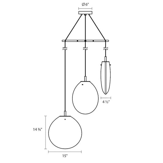 Sonneman Cantina 3 Light 36" Wide Full Sized Pendant