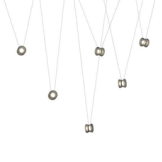 Sonneman Yo-Yo 156" Wide LED Multi Light Pendant with Smoke Glass Shades