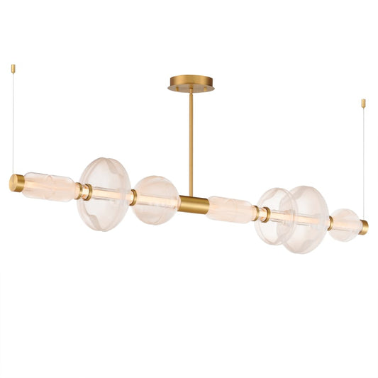 Studio M Gusto 71" Wide LED Abstract Linear Chandelier with Hand-Blown Glass Shades