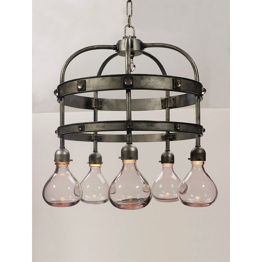 Studio M Napa 5 Light 30-1/2" Wide Integrated LED Multi Light Pendant with Glass Shades and Crystal Accents