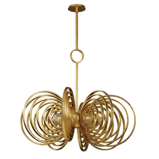 Studio M Frequency 8 Light 38" Wide LED Chandelier with Ribbed Glass Shades