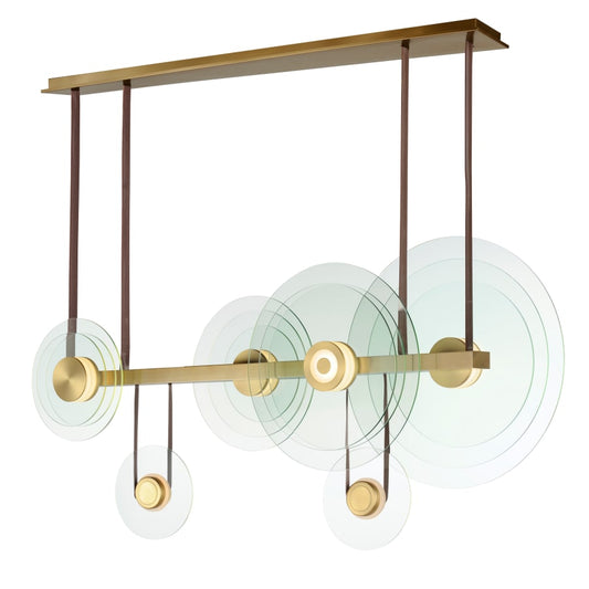 Studio M Stratum 61" Wide LED Abstract Chandelier with Clear Glass Shades