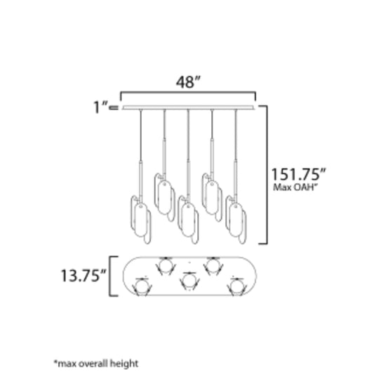 Studio M Megalith 5 Light 48" Wide LED Abstract Linear Pendant