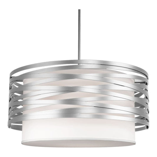 Hammerton Studio Tempest 4 Light 24" Wide Drum Chandelier - Medium (E26) with White Linen Inner and Finished to Match Metal Outer Shade