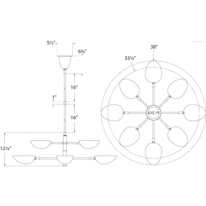 Visual Comfort Graphic 38" Large Two Tier Chandelier by AERIN