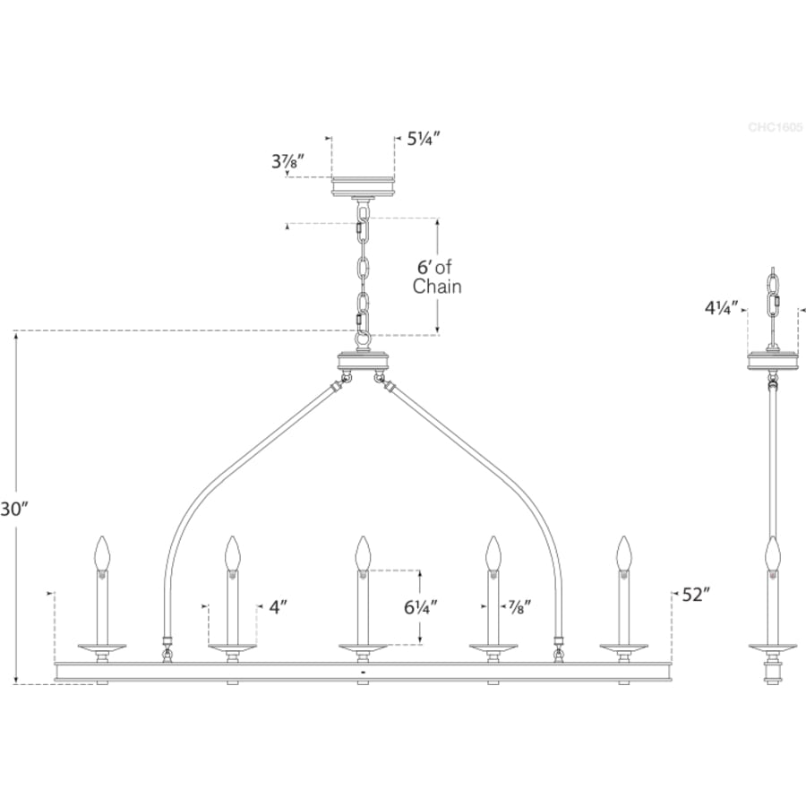 Visual Comfort Launceton 52" Large Linear Chandelier by E.F. Chapman