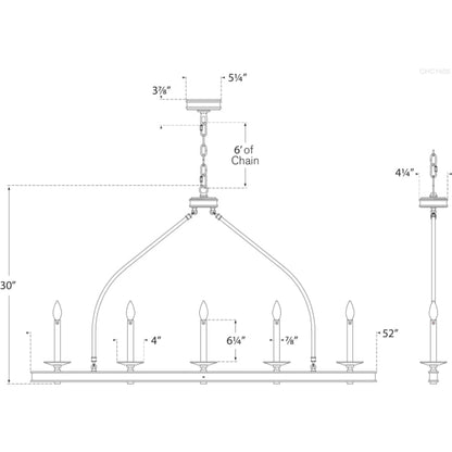 Visual Comfort Launceton 52" Large Linear Chandelier by E.F. Chapman