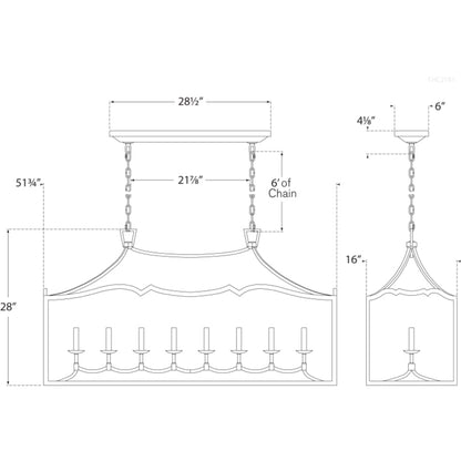 Visual Comfort Fancy Darlana 52" Large Linear Chandelier by E.F. Chapman