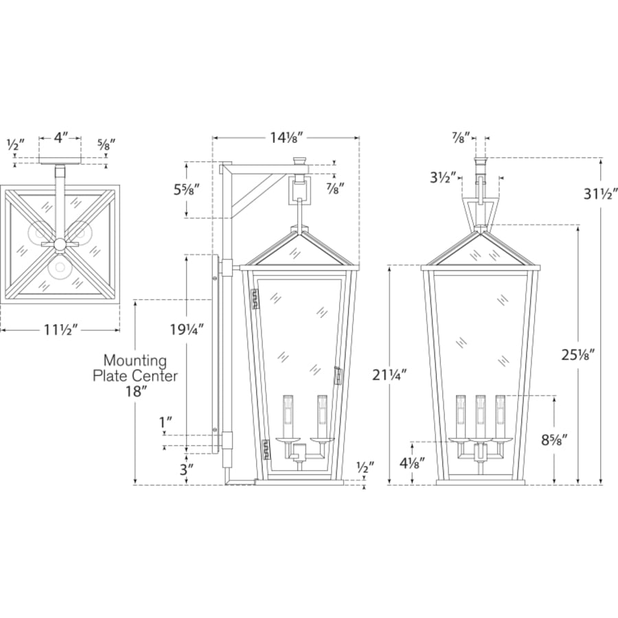 Visual Comfort Darlana 32" Large Tall Bracketed Wall Lantern in Bronze with Clear Glass by E. F. Chapman