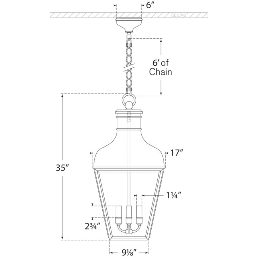 Visual Comfort Fremont 35" Large Hanging Lantern in French Rust with Clear Glass by Chapman & Myers