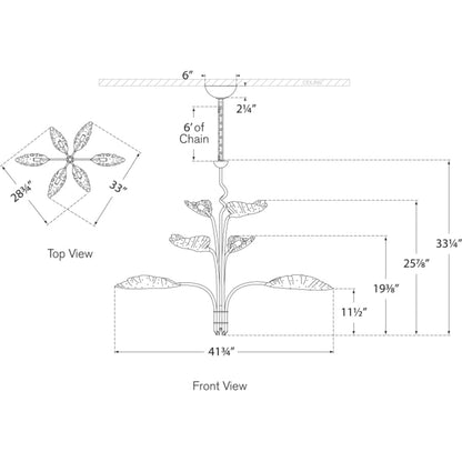 Visual Comfort Dumaine 42" Pierced Leaf Chandelier by Julie Neill
