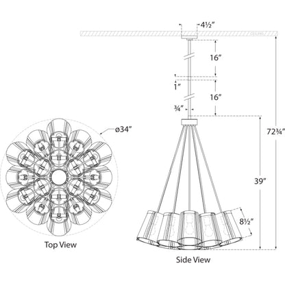 Visual Comfort Thoreau 34" Large Chandelier with Clear Glass by kate spade NEW YORK