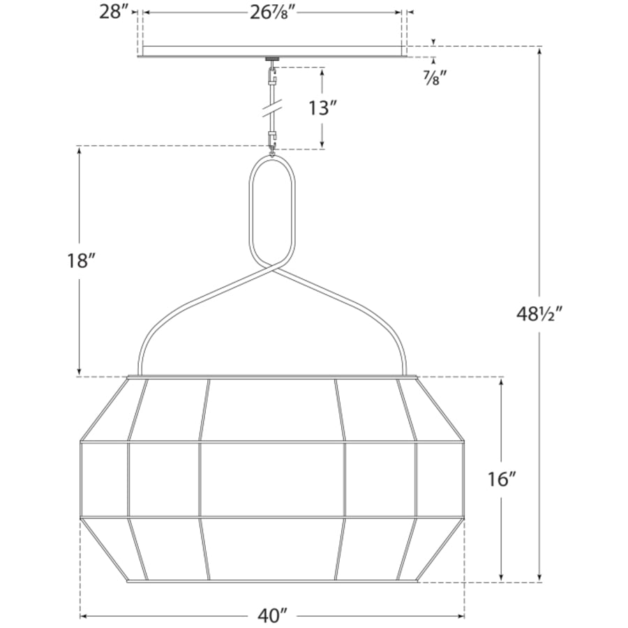 Visual Comfort Forza 49" Medium Linear Lantern with Gathered Linen Shade by Kelly Wearstler