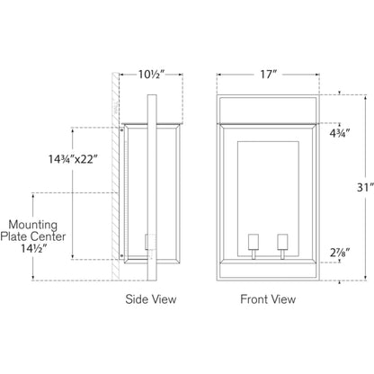 Visual Comfort Halle 31" Grande Wall Lantern with Clear Glass by Ian K. Fowler