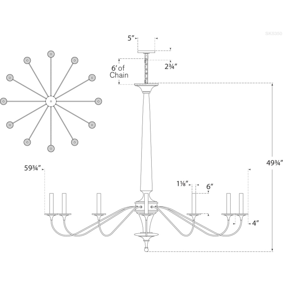 Visual Comfort Bordeaux 60" Grande Chandelier in Swedish White and Natural Rust by Suzanne Kasler