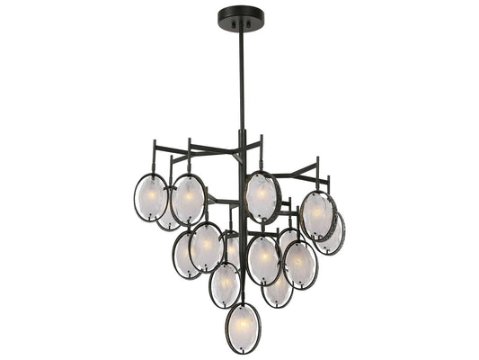 Uttermost 15-Light Maxin Chandelier in Dark Hammered Bronze with Golden Interiors