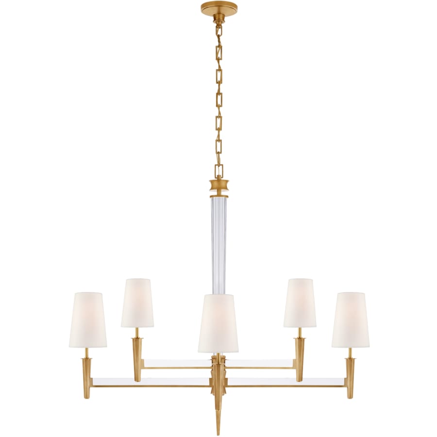 Visual Comfort Lyra 42" Two Tier Chandelier with Linen Shades by Thomas O'Brien