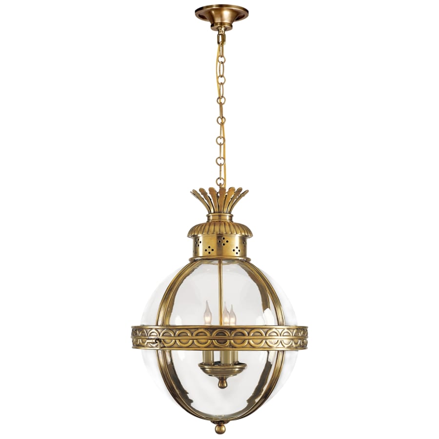 Visual Comfort Crown Top 15" Banded Globe Lantern with Clear Glass by E. F. Chapman