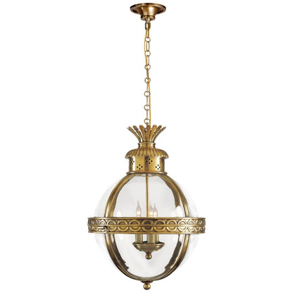 Visual Comfort Crown Top 15" Banded Globe Lantern with Clear Glass by E. F. Chapman