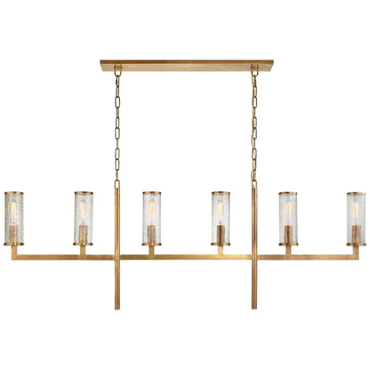 Visual Comfort Liaison 62" Large Linear Chandelier with Crackle Glass by Kelly Wearstler