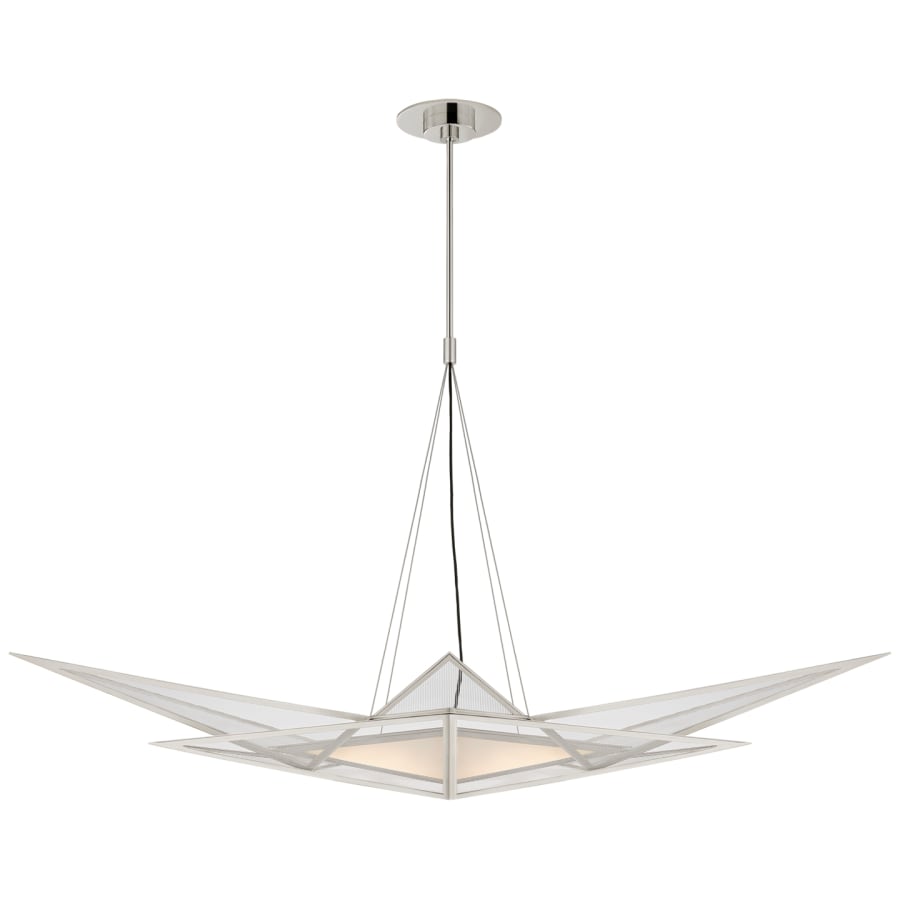 Visual Comfort Ori 55" Medium Linear LED Chandelier with Clear Lined Glass by Kelly Wearstler